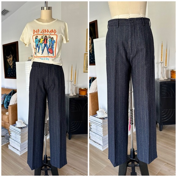 Vintage Pants - Vintage 90’s DKNY Pinstriped Wool High Waist Straight Leg Trousers